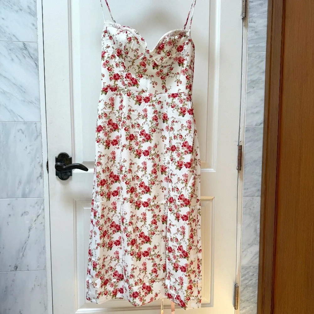 HOUSE OF CB London:  Charlotte Rose Print Corset Midi Sundress, M   *NWT* - Picture 5 of 8